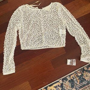 Jenny Yoo "Gigi" sheer and beaded wedding topper